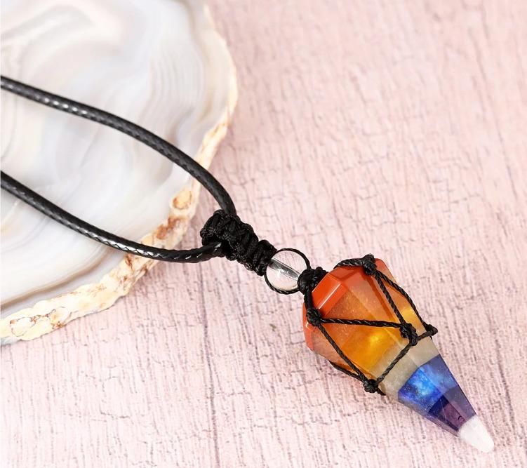 Crystal Stone Pointed Chakra Necklaces  (Unisex)